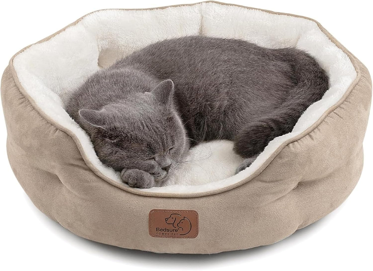 Cat Beds and for Small Dogs - round Cat Beds for Indoor Cats, Washable Pet Bed for Puppy and Kitten with Slip-Resistant Bottom
