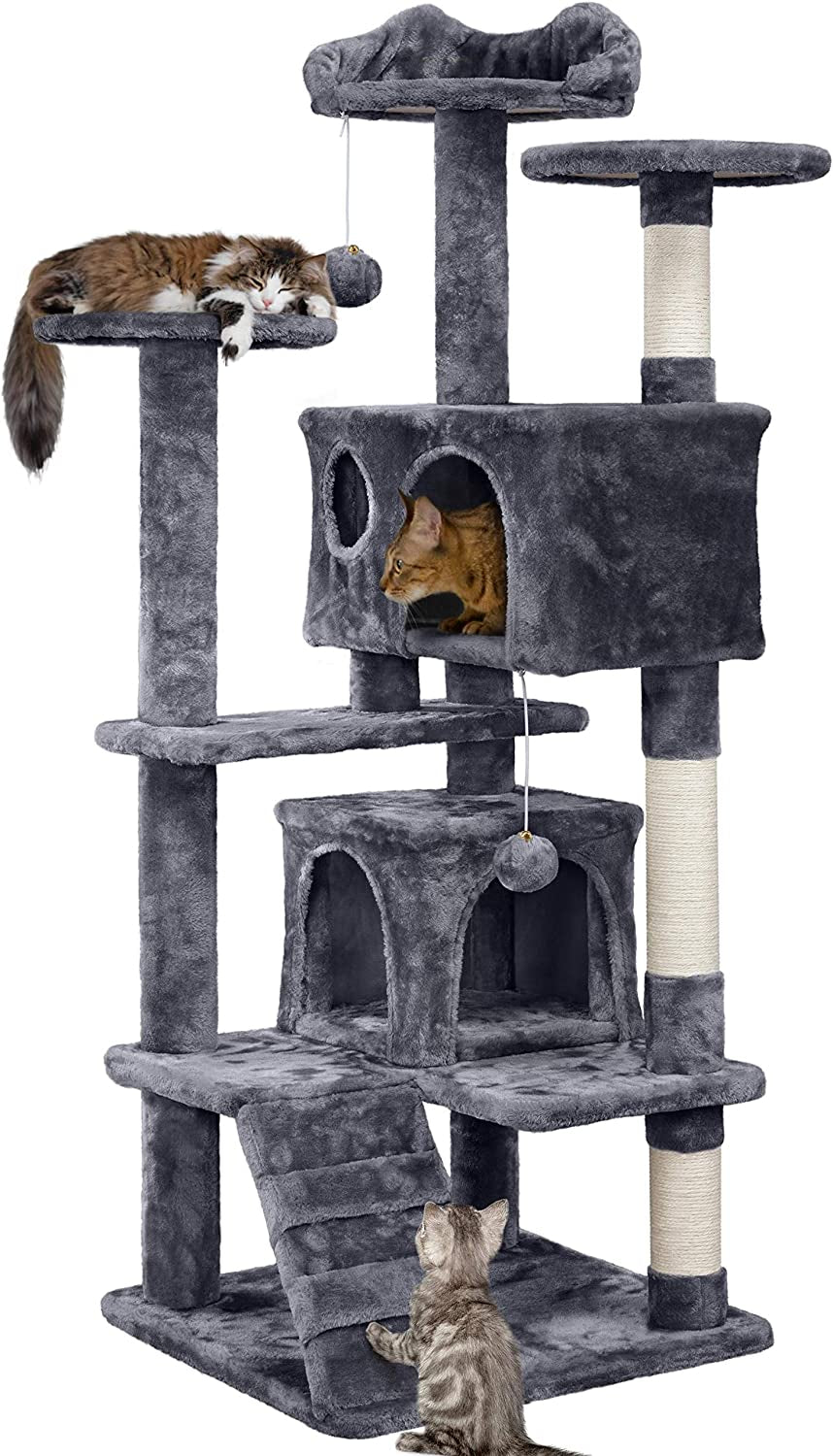 Cat Tree Tower 54In Condo Furniture Scratch Post for Kittens Pet House Play