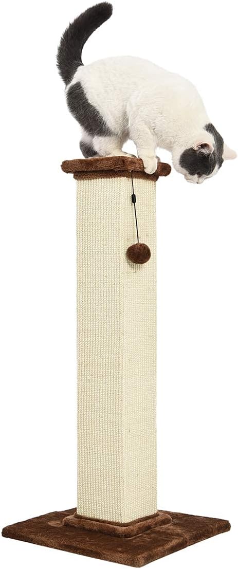 Cat Scratcher - Indoor Classic Single Cat & Kittens Scratching Post with Sisal Rope, Jute Fiber, Large (35.4"H) - Brown