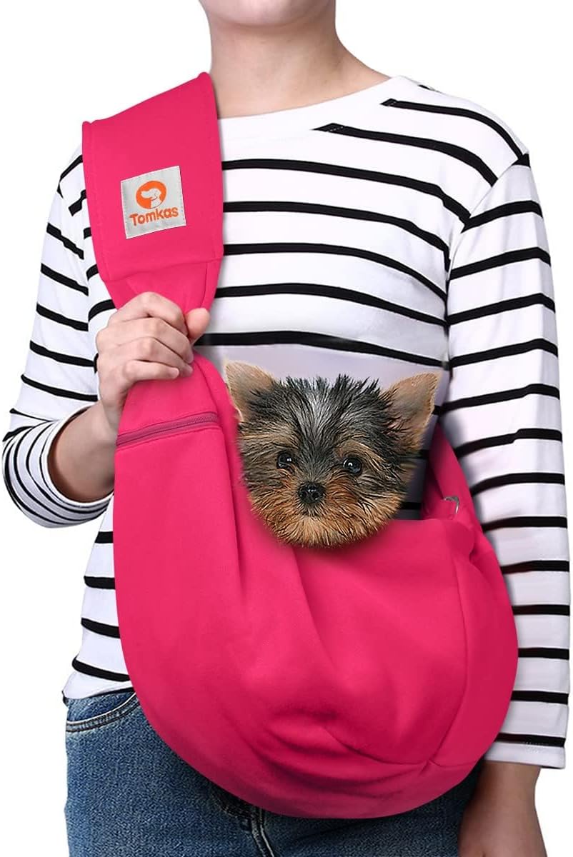 Tomkas Dog Sling Carrier for Small Dogs Puppy Carrier for Small Dogs (Black, for Pets Weight 2-7 Lbs)
