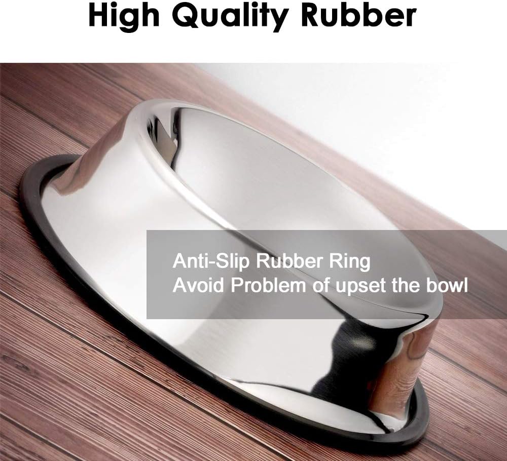 Stainless Steel Pet Bowls, 8oz Food & Water with Non-Slip Rubber Base – 2 Pack for Small Dogs, Cats, Puppies & Kittens