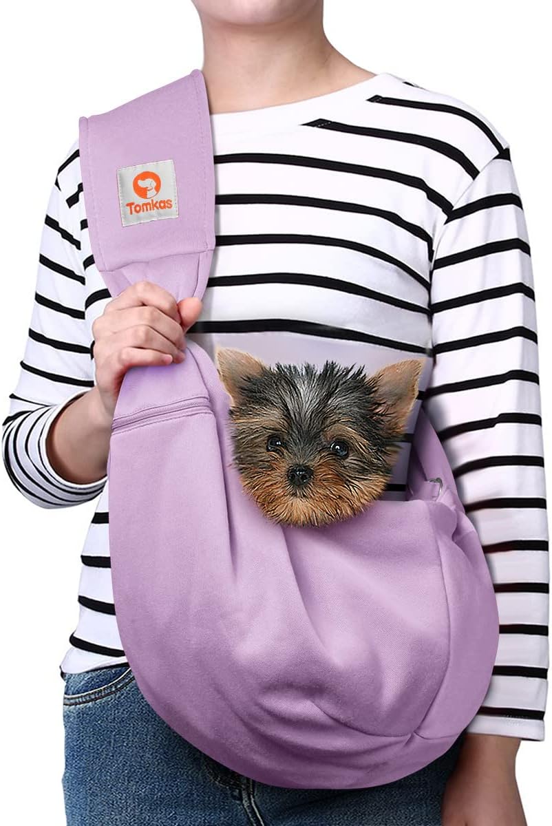 Tomkas Dog Sling Carrier for Small Dogs Puppy Carrier for Small Dogs (Black, for Pets Weight 2-7 Lbs)