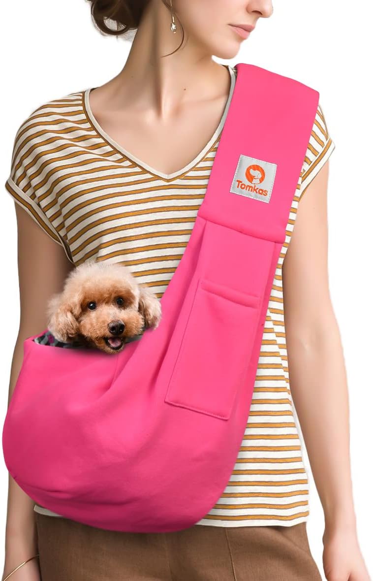 Tomkas Dog Sling Carrier for Small Dogs Puppy Carrier for Small Dogs (Black, for Pets Weight 2-7 Lbs)