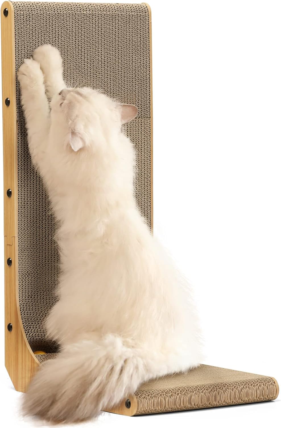 Cat Scratcher, L Shape Cat Scratch Pad Wall Mounted, Cat Scratching Cardboard with Ball Toy for Indoor Cats