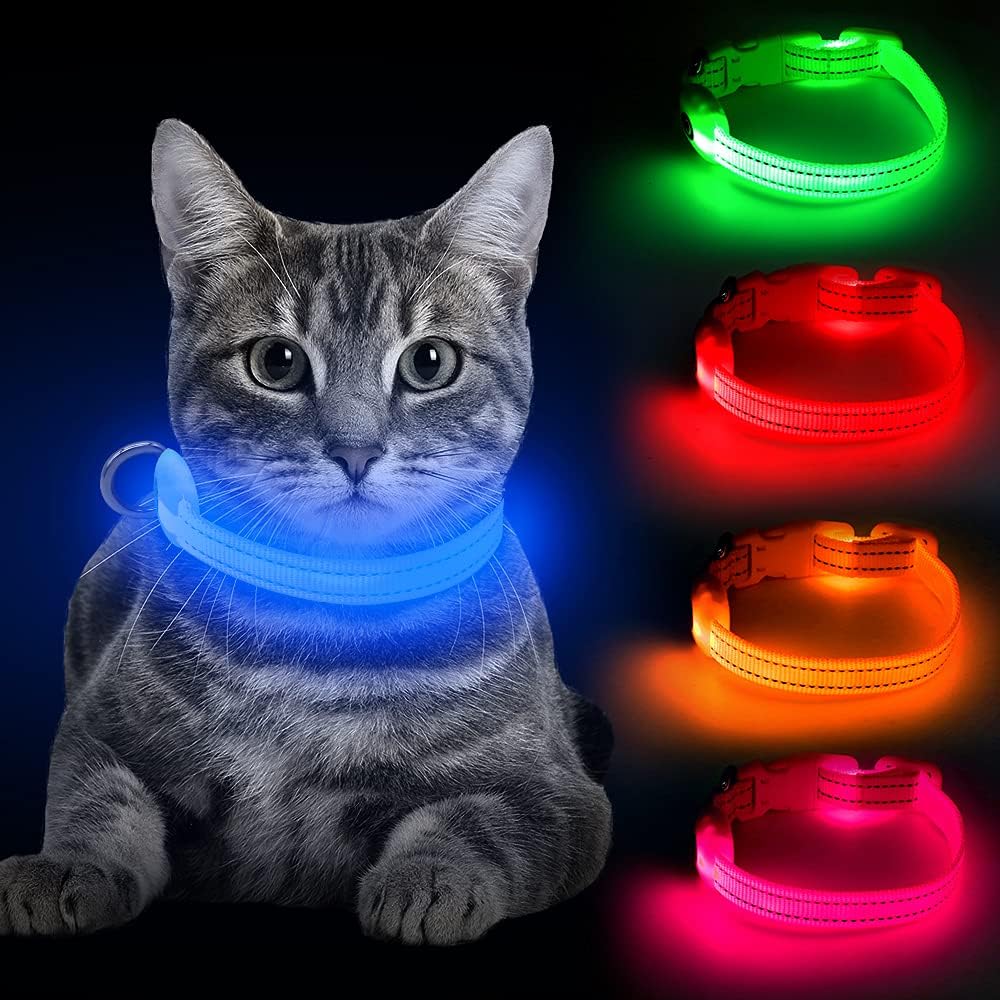Light up Dog Collar - Reflective LED Dog Collar Rechargeable Glowing Pet Collar for Puppies & Cats, Safety Dog Lights for Night Walking