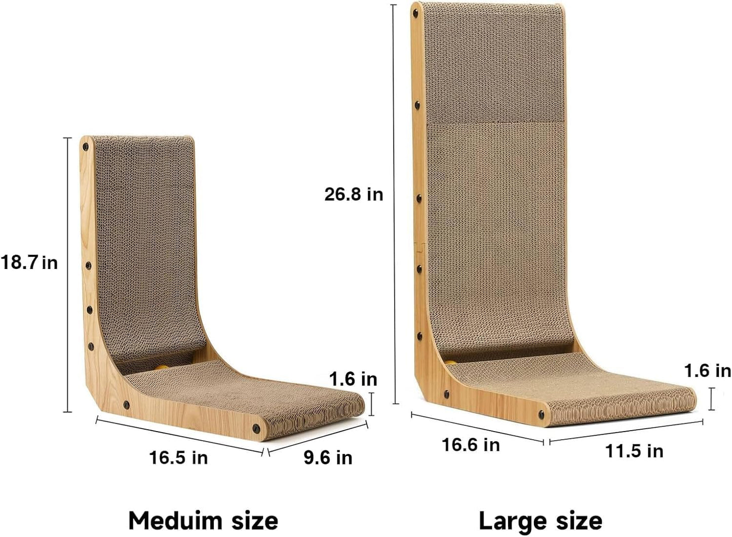 Cat Scratcher, L Shape Cat Scratch Pad Wall Mounted, Cat Scratching Cardboard with Ball Toy for Indoor Cats