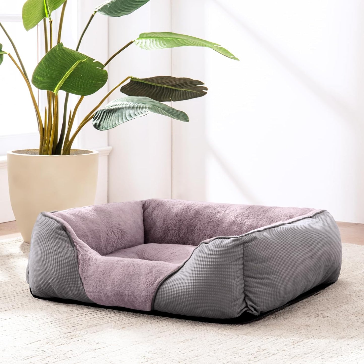 Dog Beds for Small Dogs, Cat Beds for Indoor Cats Washable, Calming Pet Small Size Dog, Soft Rectangle Pet Beds Sofa Cuddler, Orthopedic Cozy Puppy Beds, Anti-Slip Bottom