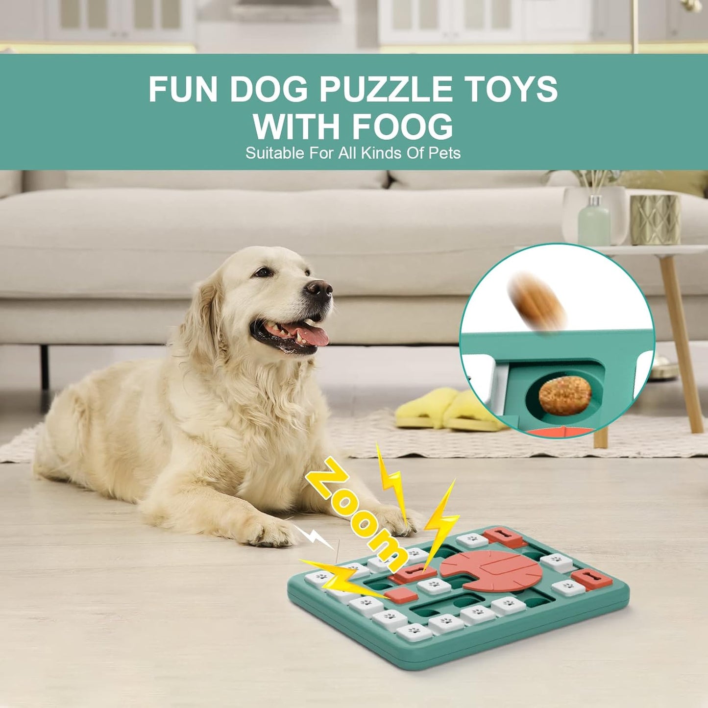 Dog Puzzle Toys,Interactive Treat Puzzle Dog Toy for IQ Training & Mental Stimulating,Treat Puzzle Dispensing with Squeaky Design