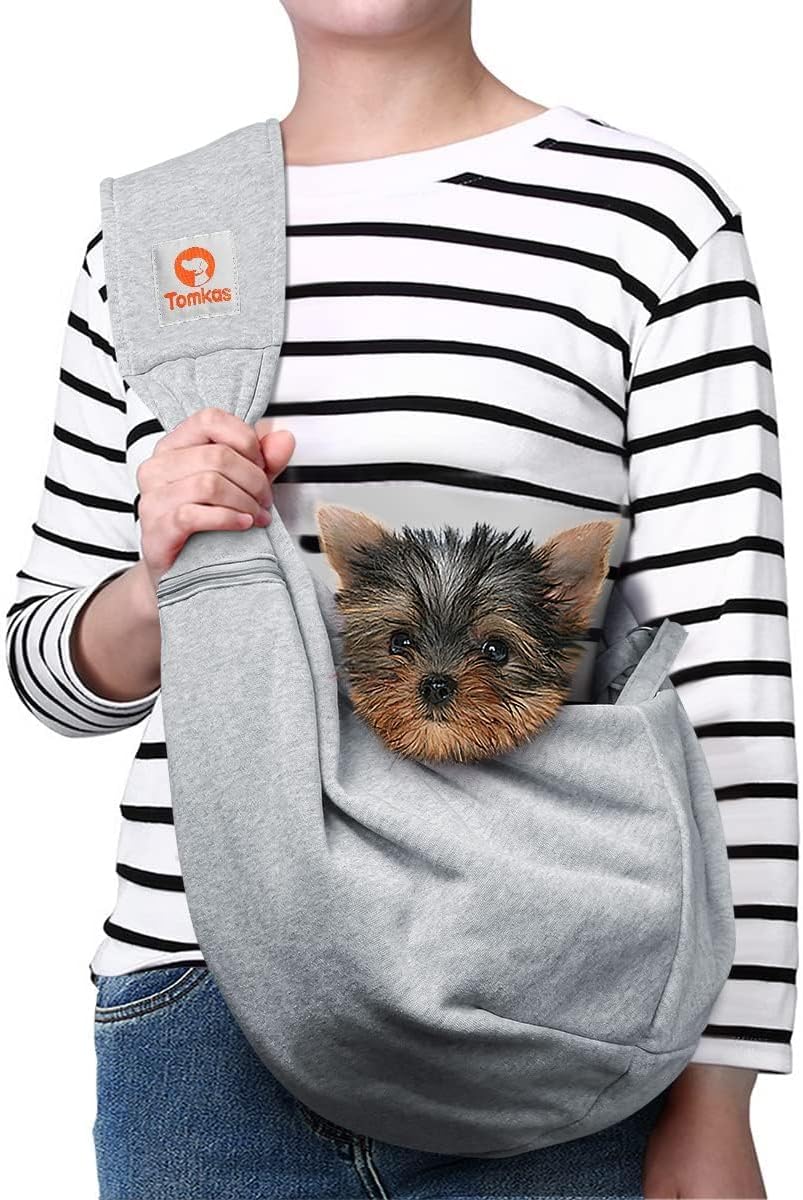 Tomkas Dog Sling Carrier for Small Dogs Puppy Carrier for Small Dogs (Black, for Pets Weight 2-7 Lbs)
