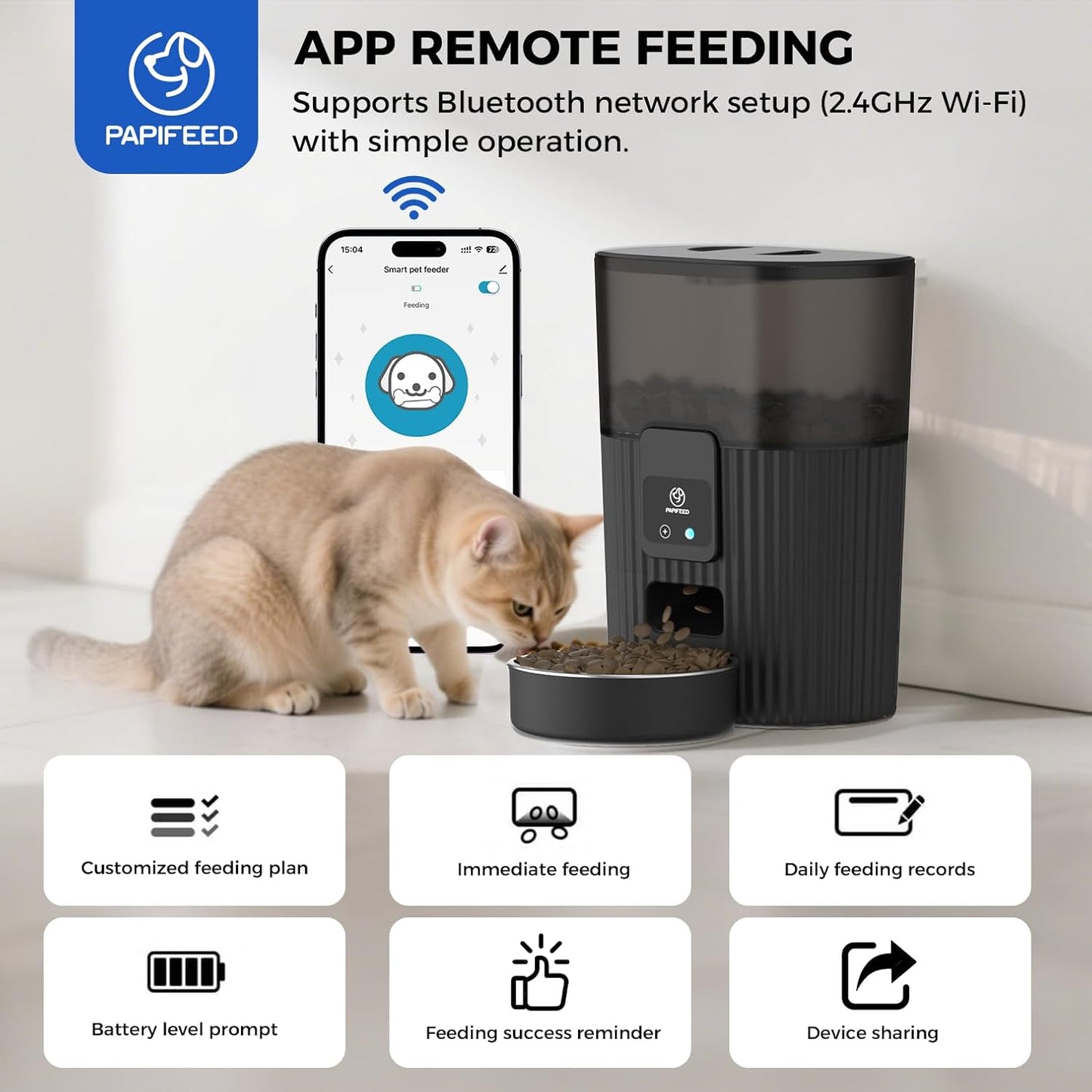 Automatic Cat & Dog Feeder with WiFi Control – 3.5L Smart Pet Food Dispenser with Stainless Steel Bowl & App Remote Feeding
