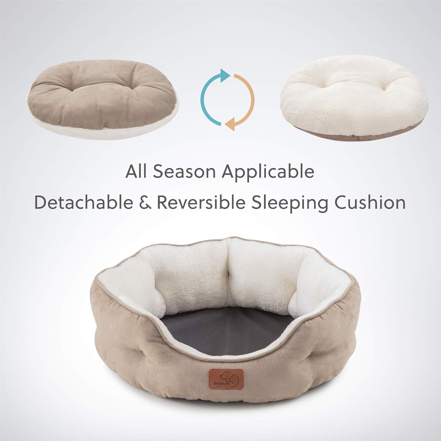 Cat Beds and for Small Dogs - round Cat Beds for Indoor Cats, Washable Pet Bed for Puppy and Kitten with Slip-Resistant Bottom