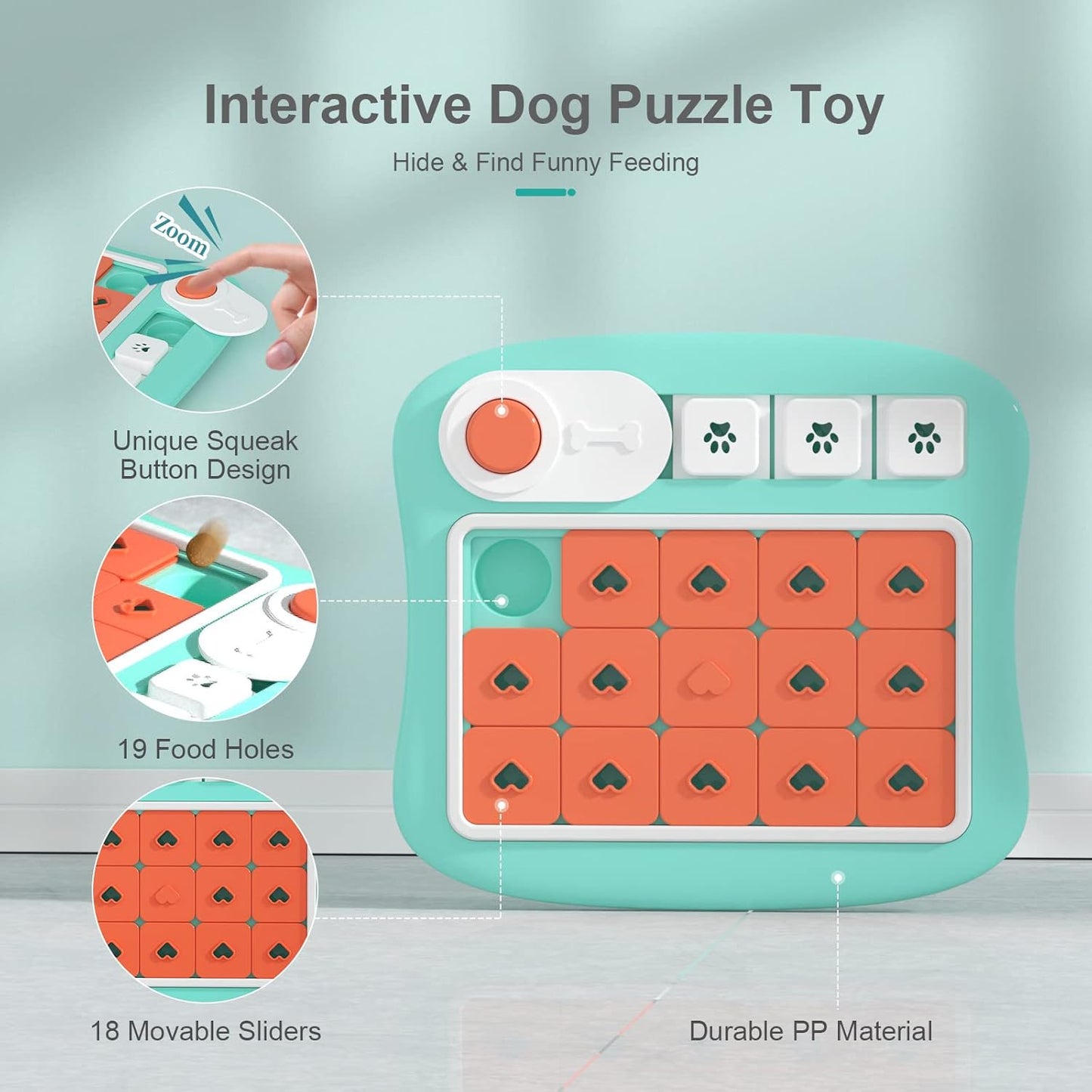 Dog Puzzle Toys,Interactive Treat Puzzle Dog Toy for IQ Training & Mental Stimulating,Treat Puzzle Dispensing with Squeaky