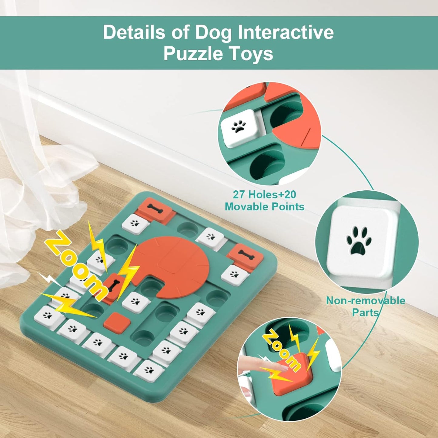 Dog Puzzle Toys,Interactive Treat Puzzle Dog Toy for IQ Training & Mental Stimulating,Treat Puzzle Dispensing with Squeaky Design