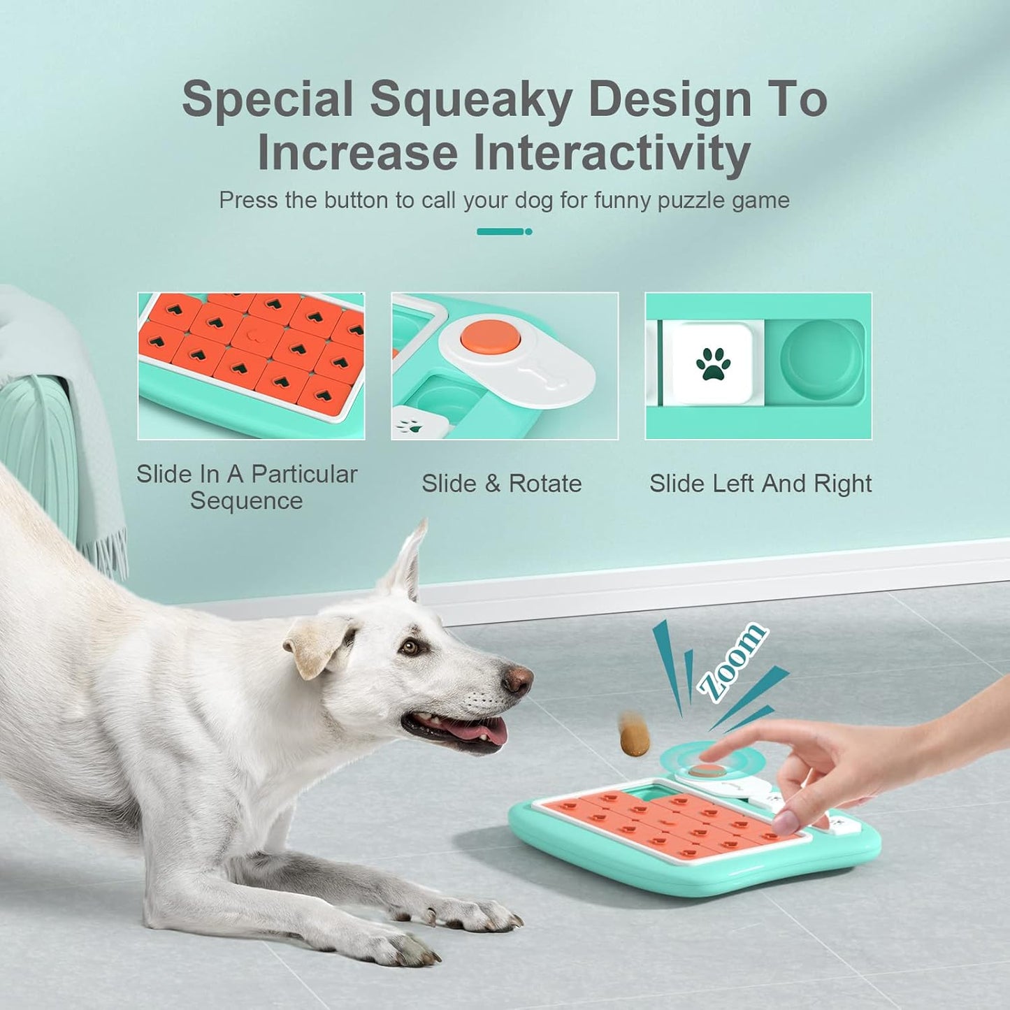 Dog Puzzle Toys,Interactive Treat Puzzle Dog Toy for IQ Training & Mental Stimulating,Treat Puzzle Dispensing with Squeaky