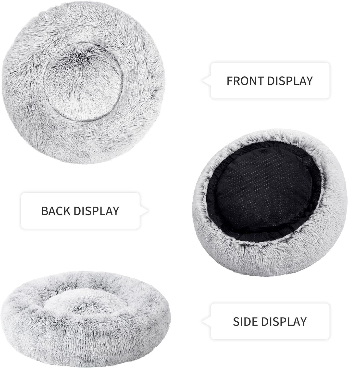 Calming Cat Bed for Indoor Cats, Anti-Anxiety Donut round Dog Bed, Fluffy Faux Fur Washable Pet Bed for Small Medium Dogs and Cats