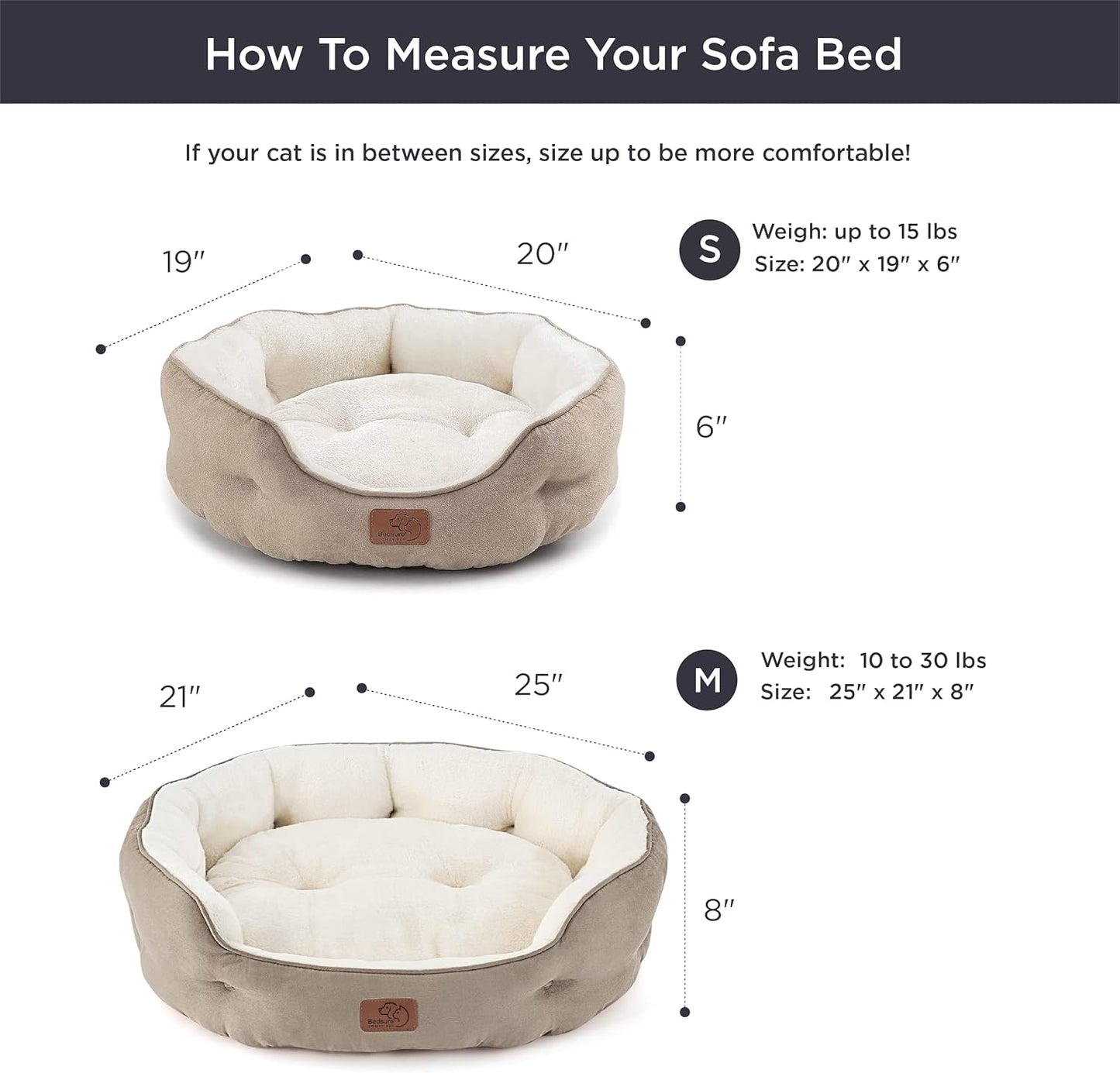 Cat Beds and for Small Dogs - round Cat Beds for Indoor Cats, Washable Pet Bed for Puppy and Kitten with Slip-Resistant Bottom