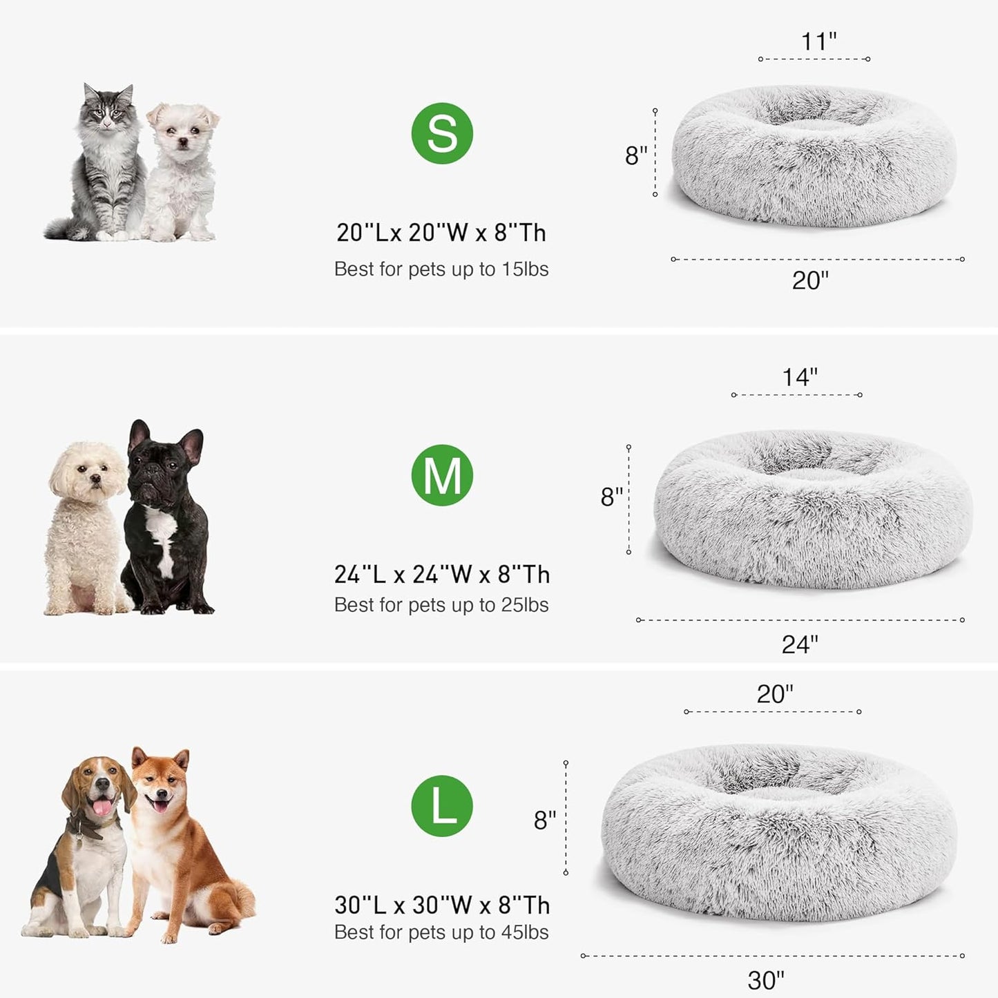 Calming Cat Bed for Indoor Cats, Anti-Anxiety Donut round Dog Bed, Fluffy Faux Fur Washable Pet Bed for Small Medium Dogs and Cats