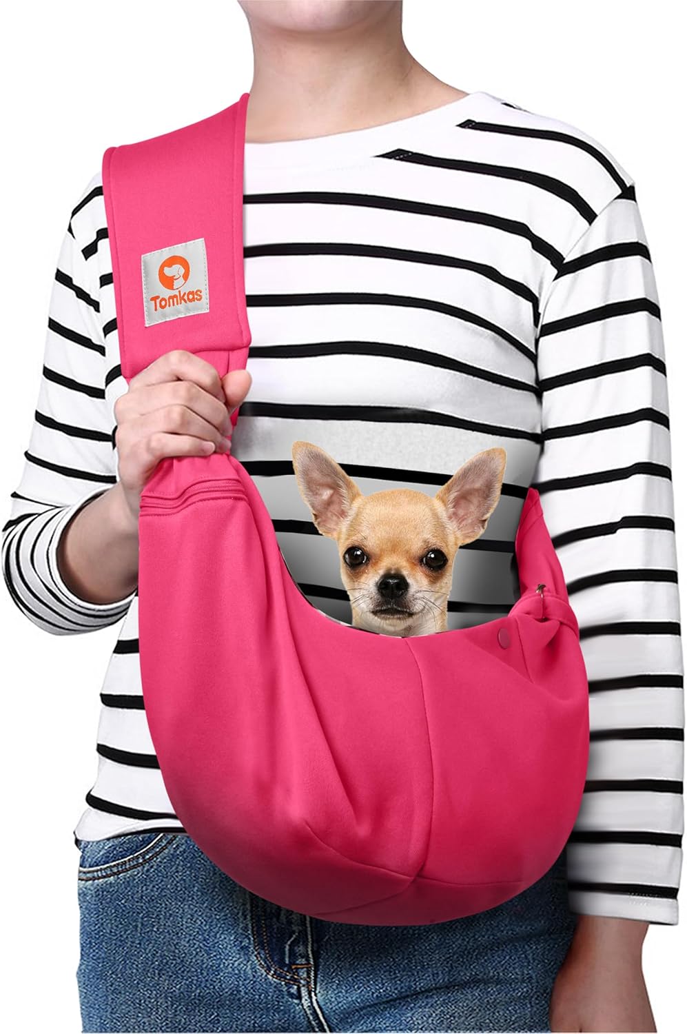 Tomkas Dog Sling Carrier for Small Dogs Puppy Carrier for Small Dogs (Black, for Pets Weight 2-7 Lbs)