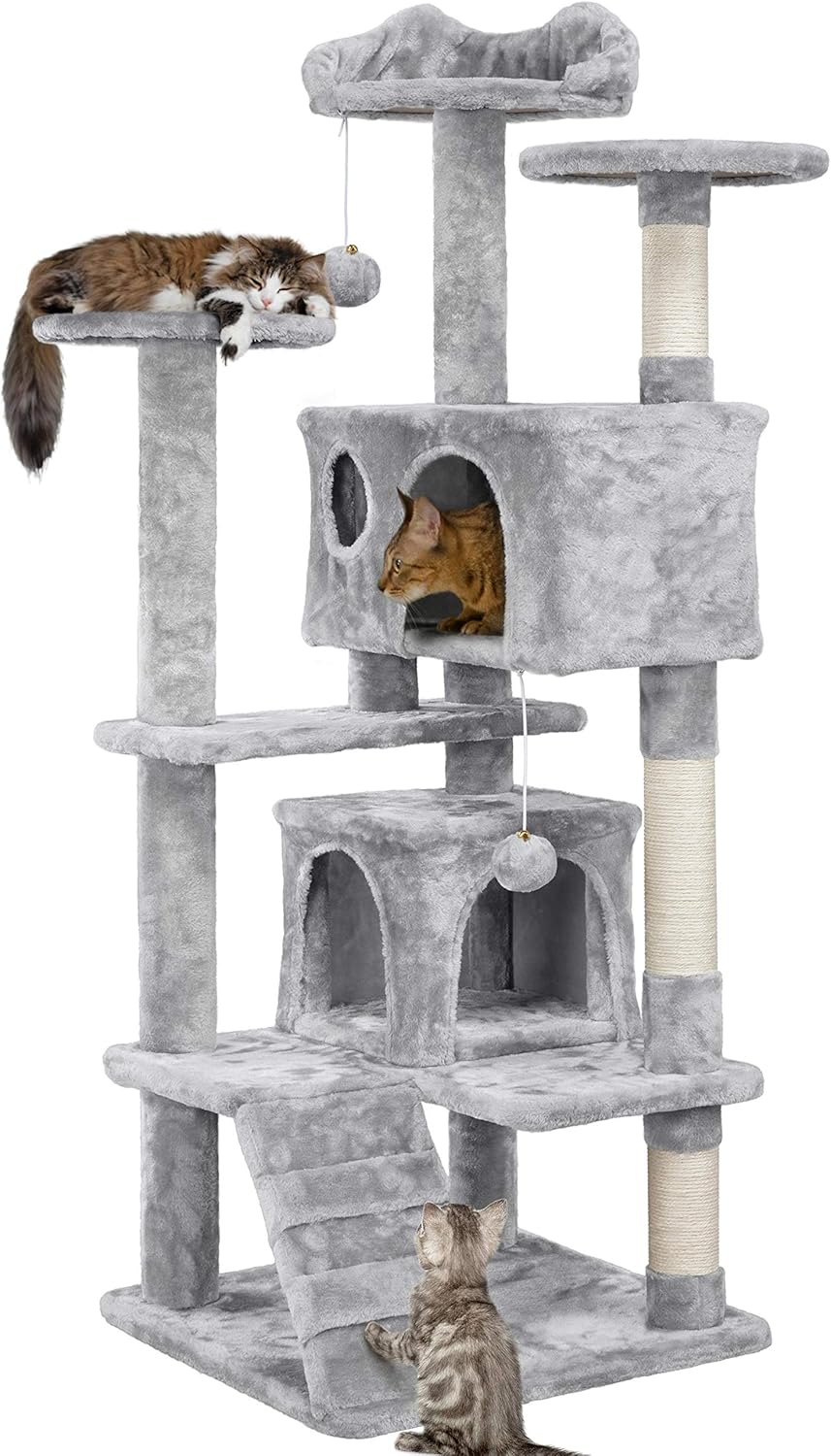 Cat Tree Tower 54In Condo Furniture Scratch Post for Kittens Pet House Play