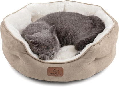 Cat Beds and for Small Dogs - round Cat Beds for Indoor Cats, Washable Pet Bed for Puppy and Kitten with Slip-Resistant Bottom