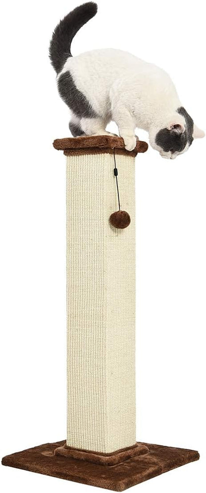 Cat Scratcher - Indoor Classic Single Cat & Kittens Scratching Post with Sisal Rope, Jute Fiber, Large (35.4"H) - Brown