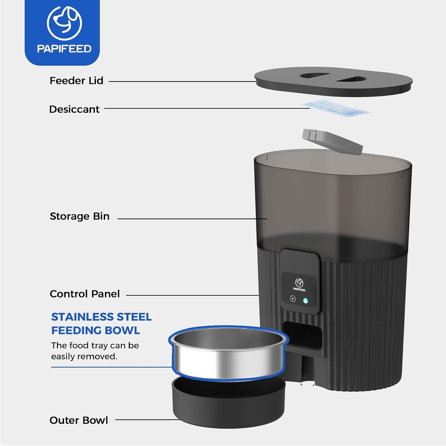 Automatic Cat & Dog Feeder with WiFi Control – 3.5L Smart Pet Food Dispenser with Stainless Steel Bowl & App Remote Feeding
