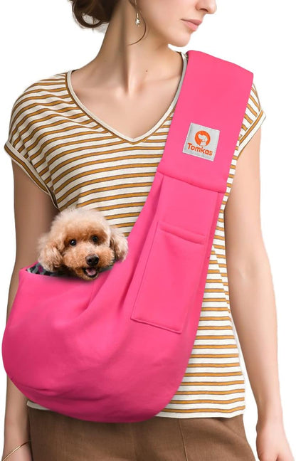 Tomkas Dog Sling Carrier for Small Dogs Puppy Carrier for Small Dogs (Black, for Pets Weight 2-7 Lbs)