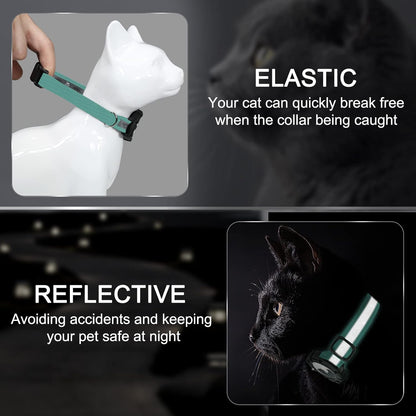 Reflective Airtag Cat Collar with GPS, Bell & Safety Elastic Band – Adjustable Tracker Collar for Cats, Kittens & Puppies