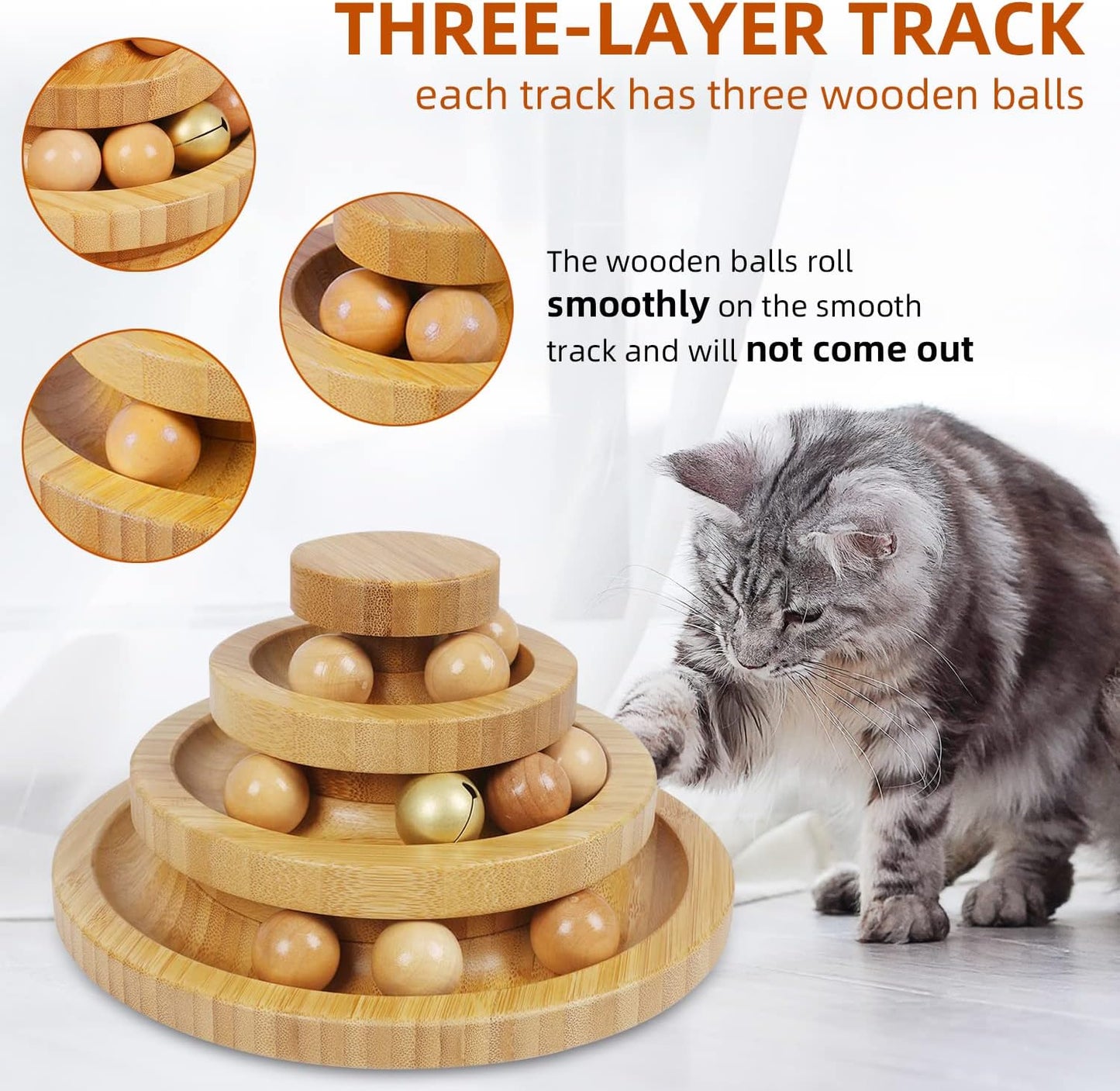 Interactive Cat Ball Tower Toy – 3-Level Track Roller with 9 Balls for Kitten Play & Exercise