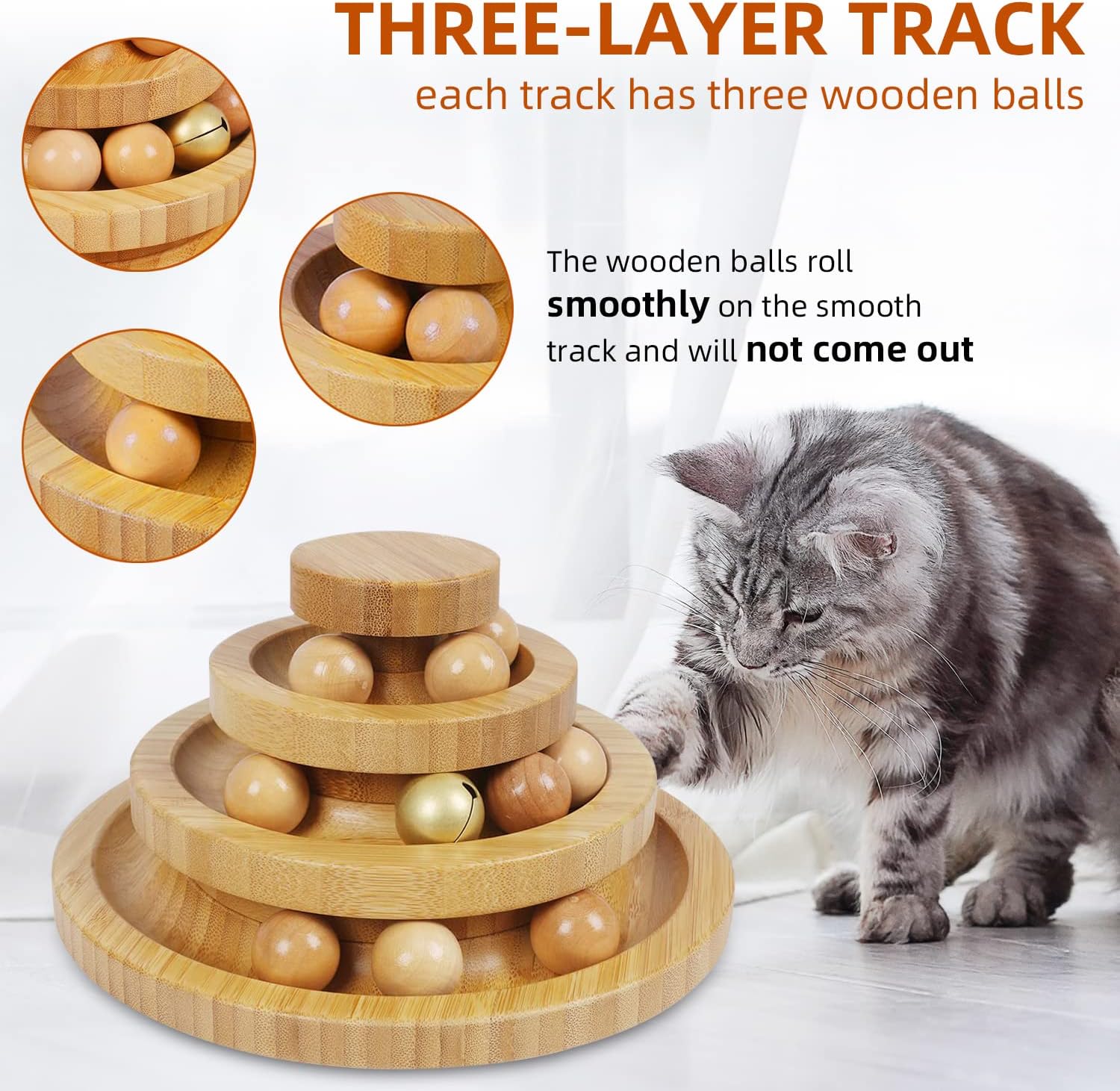 Interactive Cat Ball Tower Toy – 3-Level Track Roller with 9 Balls for Kitten Play & Exercise