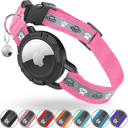 Reflective Airtag Cat Collar with GPS, Bell & Safety Elastic Band – Adjustable Tracker Collar for Cats, Kittens & Puppies