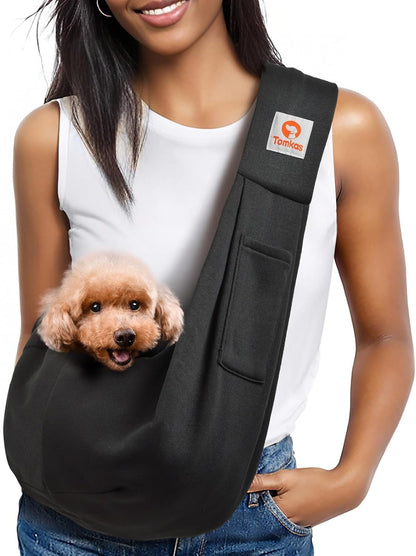 Tomkas Dog Sling Carrier for Small Dogs Puppy Carrier for Small Dogs (Black, for Pets Weight 2-7 Lbs)