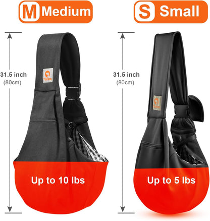 Tomkas Dog Sling Carrier for Small Dogs Puppy Carrier for Small Dogs (Black, for Pets Weight 2-7 Lbs)