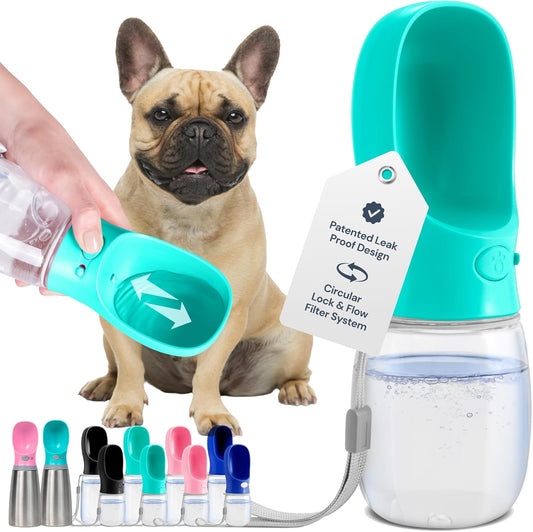 Portable Leak-Proof Dog Water Bottle with Attached Bowl – 1200ml Travel Dispenser for Pets
