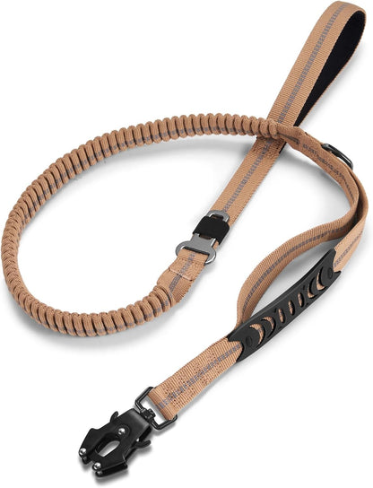 Heavy Duty Dog Leash, 4-6FT Shock Absorbing Dog Leashes with Traffic Handle and Comfortable Padded Handles, Advanced Easy Metal Clip, No Pull Reflective Leash for Medium Large Dogs That Pull (Black)