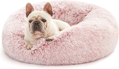 Calming Cat Bed for Indoor Cats, Anti-Anxiety Donut round Dog Bed, Fluffy Faux Fur Washable Pet Bed for Small Medium Dogs and Cats