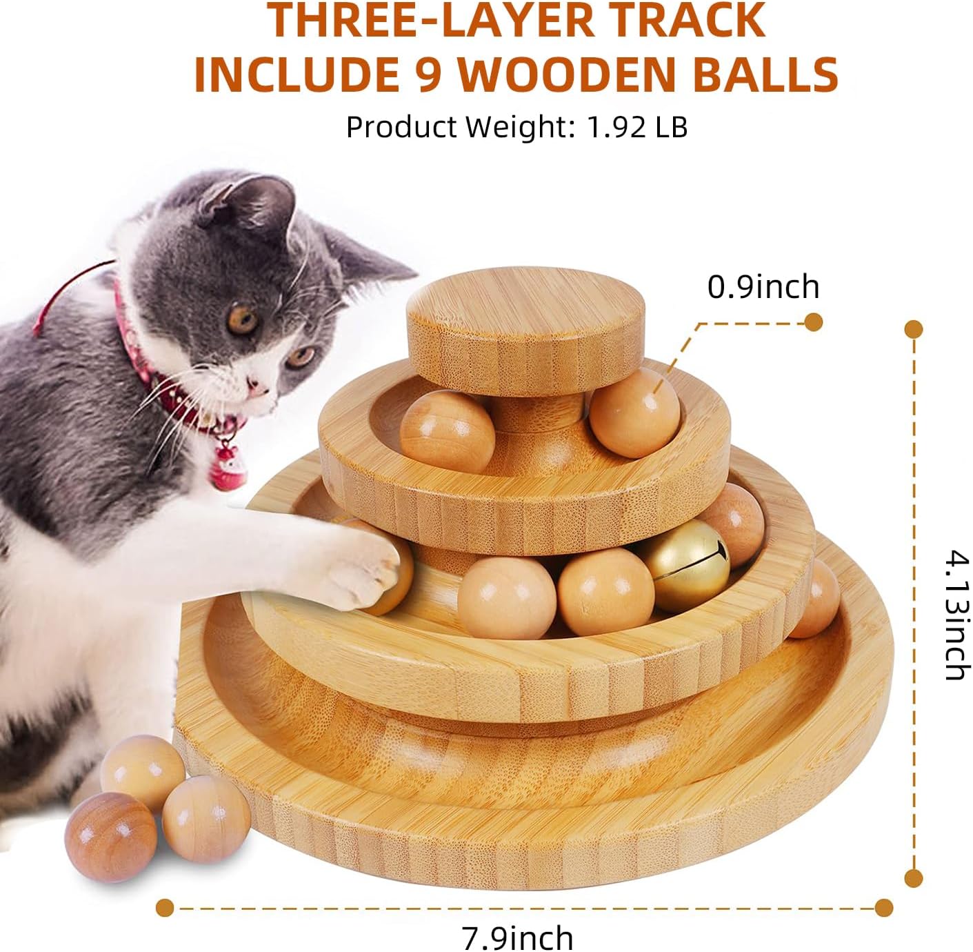 Interactive Cat Ball Tower Toy – 3-Level Track Roller with 9 Balls for Kitten Play & Exercise