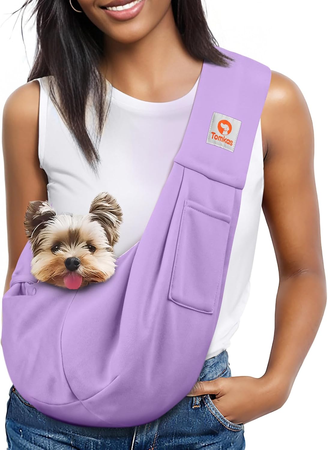 Tomkas Dog Sling Carrier for Small Dogs Puppy Carrier for Small Dogs (Black, for Pets Weight 2-7 Lbs)