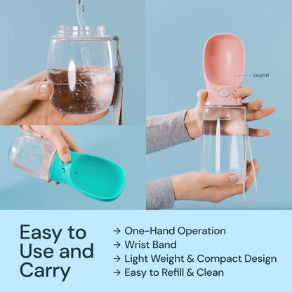 Portable Leak-Proof Dog Water Bottle with Attached Bowl – 1200ml Travel Dispenser for Pets