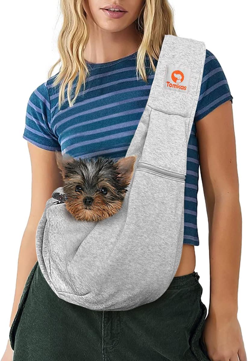 Tomkas Dog Sling Carrier for Small Dogs Puppy Carrier for Small Dogs (Black, for Pets Weight 2-7 Lbs)
