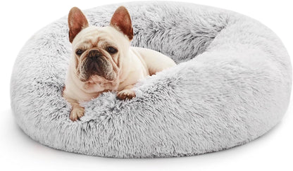 Calming Cat Bed for Indoor Cats, Anti-Anxiety Donut round Dog Bed, Fluffy Faux Fur Washable Pet Bed for Small Medium Dogs and Cats