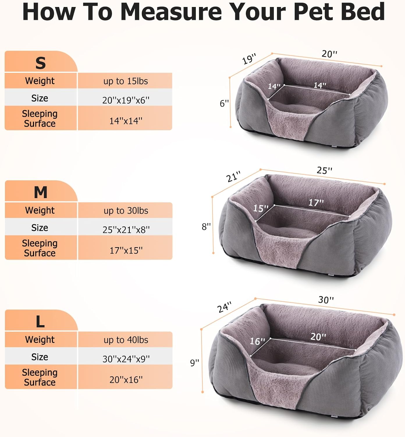 Dog Beds for Small Dogs, Cat Beds for Indoor Cats Washable, Calming Pet Small Size Dog, Soft Rectangle Pet Beds Sofa Cuddler, Orthopedic Cozy Puppy Beds, Anti-Slip Bottom