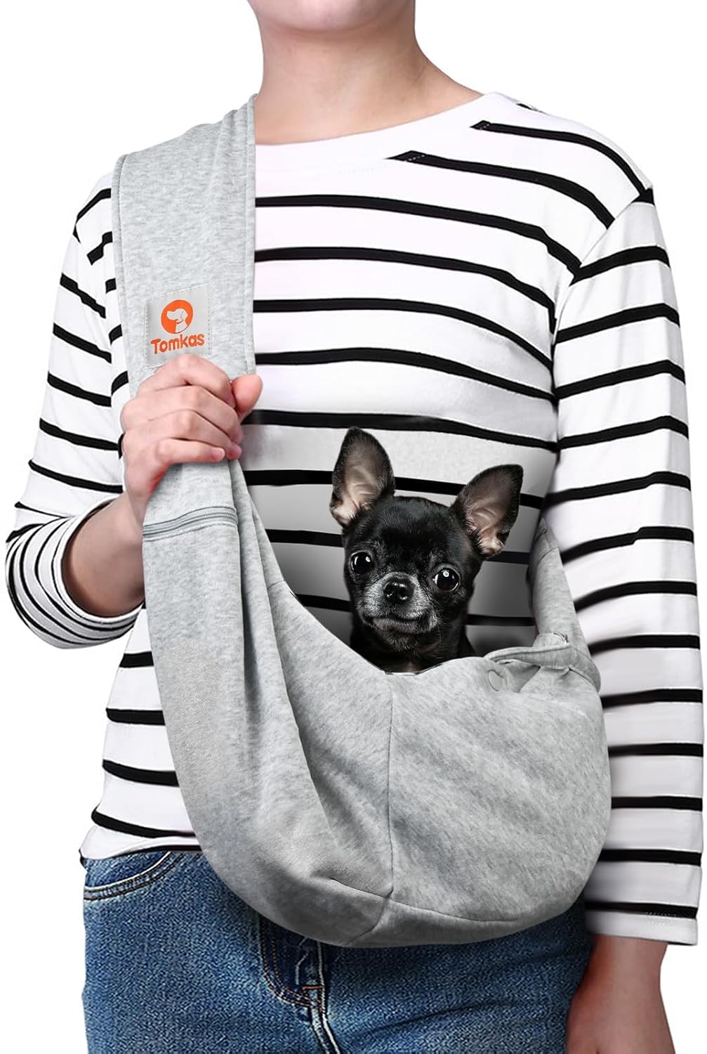 Tomkas Dog Sling Carrier for Small Dogs Puppy Carrier for Small Dogs (Black, for Pets Weight 2-7 Lbs)
