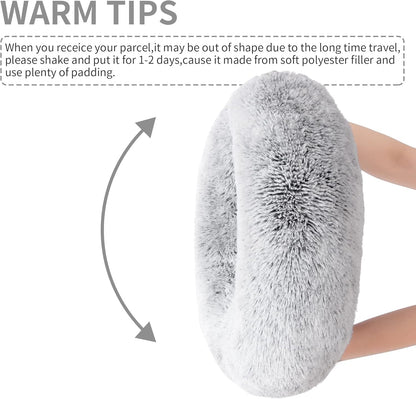 Calming Cat Bed for Indoor Cats, Anti-Anxiety Donut round Dog Bed, Fluffy Faux Fur Washable Pet Bed for Small Medium Dogs and Cats