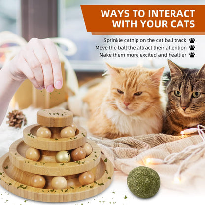 Interactive Cat Ball Tower Toy – 3-Level Track Roller with 9 Balls for Kitten Play & Exercise