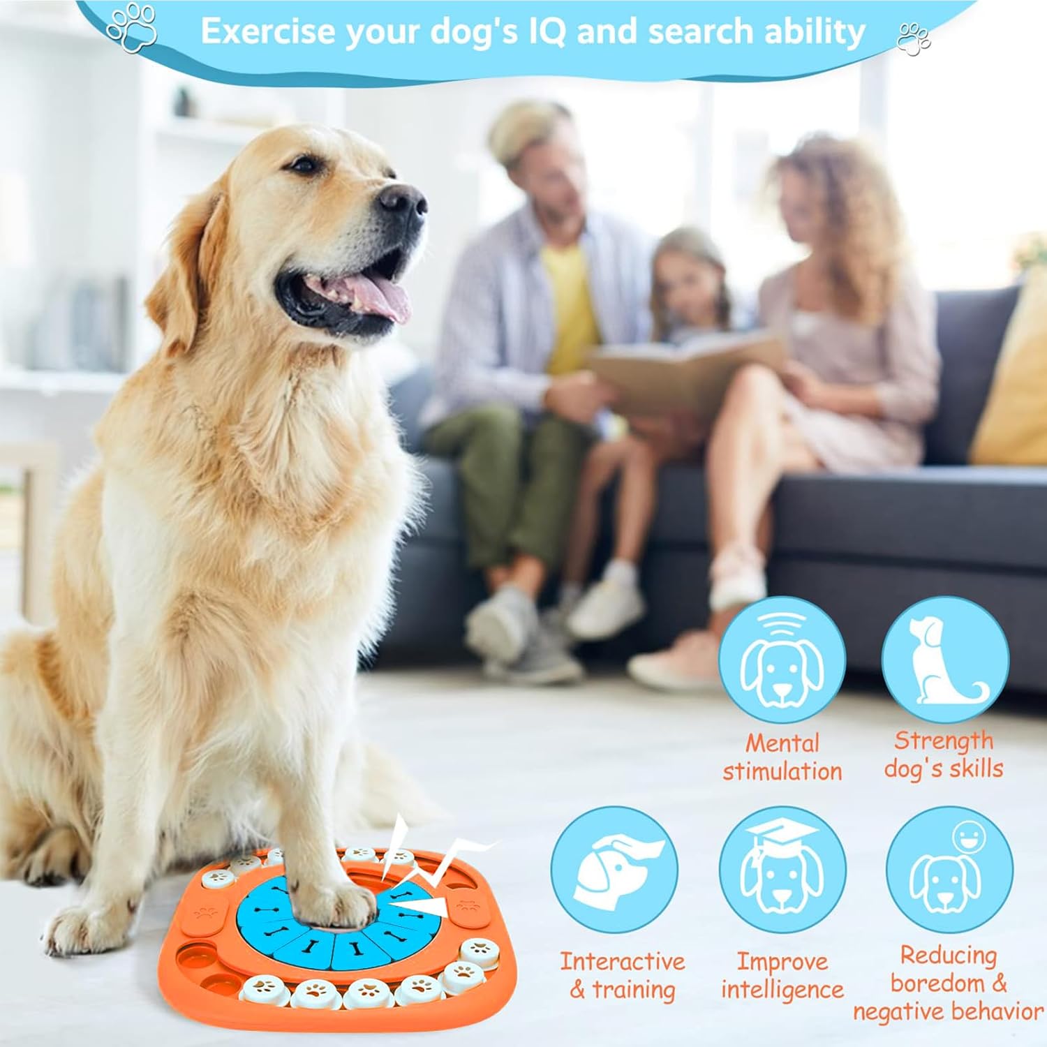 Dog Puzzle Toys,Interactive Treat Puzzle Dog Toy for IQ Training & Mental Stimulating,Treat Puzzle Dispensing with Squeaky Design for Large Medium Small Smart Dogs