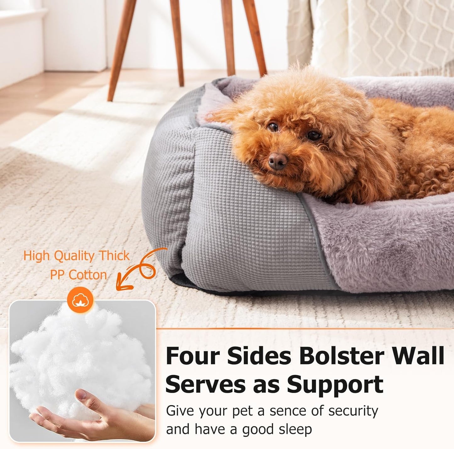 Dog Beds for Small Dogs, Cat Beds for Indoor Cats Washable, Calming Pet Small Size Dog, Soft Rectangle Pet Beds Sofa Cuddler, Orthopedic Cozy Puppy Beds, Anti-Slip Bottom