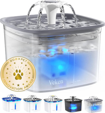 Innovation Award Winner 95Oz/2.8L Pet Fountain, Automatic Cat Water Fountain Dog Water Dispenser with Replacement Filters for Cats, Dogs, Multiple Pets (Grey, Plastic)