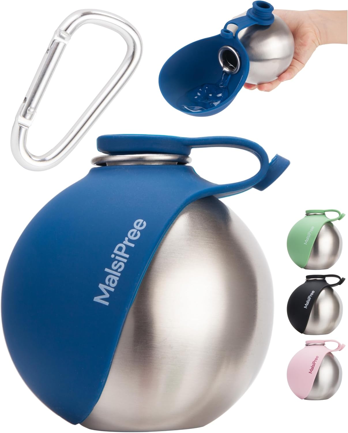 2-In-1 Portable Dog Water Bottle & Bowl for Small Dogs - Leak Proof & Insulating - Travel Water Dispenser - Stainless Steel Bottle & Silicone Bowl - Walking & Hiking