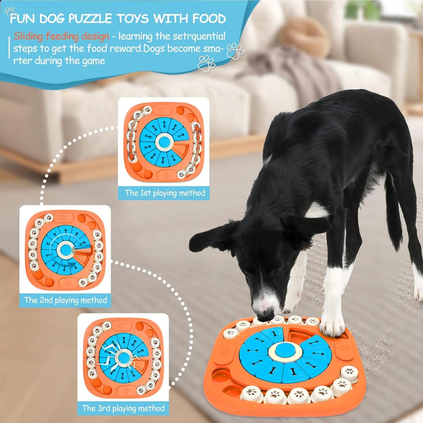 Dog Puzzle Toys,Interactive Treat Puzzle Dog Toy for IQ Training & Mental Stimulating,Treat Puzzle Dispensing with Squeaky Design for Large Medium Small Smart Dogs